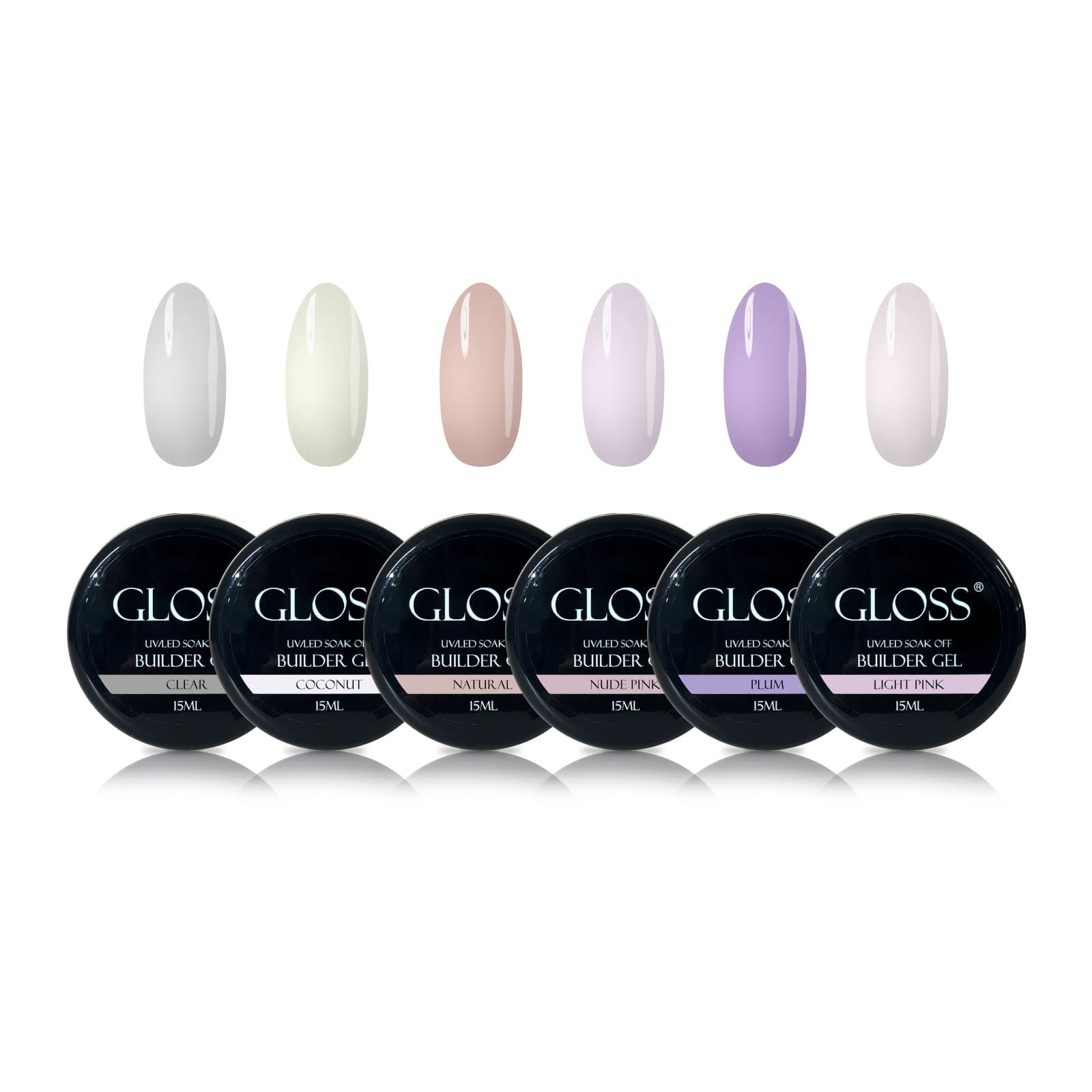 GLOSS Builder gel set, 6 pcs (15 ml)